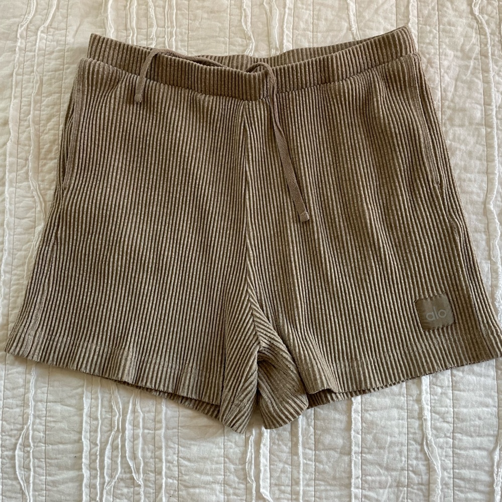 Ribbed Knit Shorts in Brown